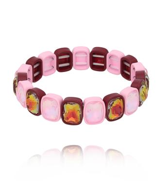 Bransoletka elastyczna z kryształami – róż i bordo BCR0098