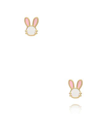 Kolczyki króliczki z różową emalią KSY0679
