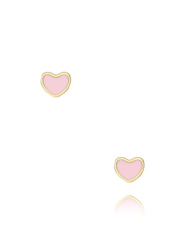 Kolczyki serca z różową emalią KSY0093