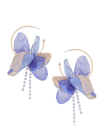 Kolczyki kwiaty niebiesko beżowe Trio KBL0962