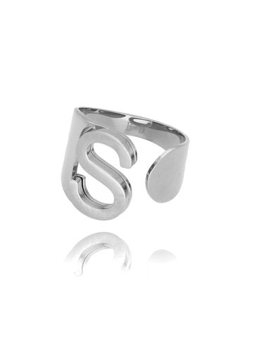 Pierścionek srebrny ze stali szlachetnej z literką S PSA0076