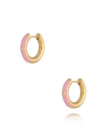 Kolczyki złote okrągłe z różową emalią Cannes KSA0818
