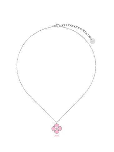 Naszyjnik srebrny z koniczynką z różową emalią Ma Chance NSA1098