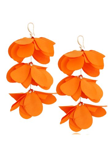 Kolczyki kwiaty satynowe pomarańczowe Madeira KBL1093