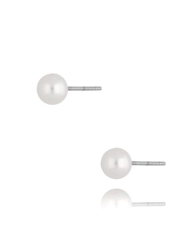 Kolczyki ze stali szlachetnej posrebrzane z perłą średnią Independent KSA0317