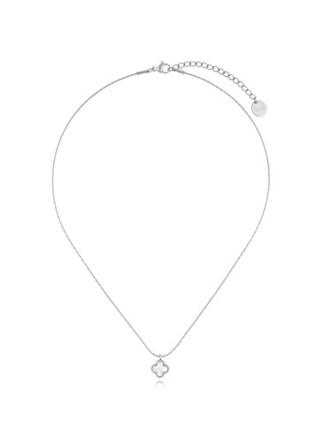 Naszyjnik z białą koniczynką srebrny Clover NSY0273