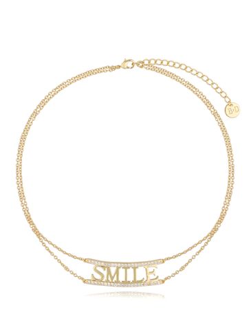 Naszyjnik złoty z kryształkami i napisem SMILE NS0163