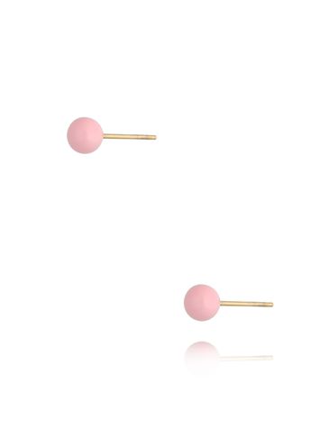 Kolczyki złote kulki z różową emalią 5 mm Enamel Balls KSA0782