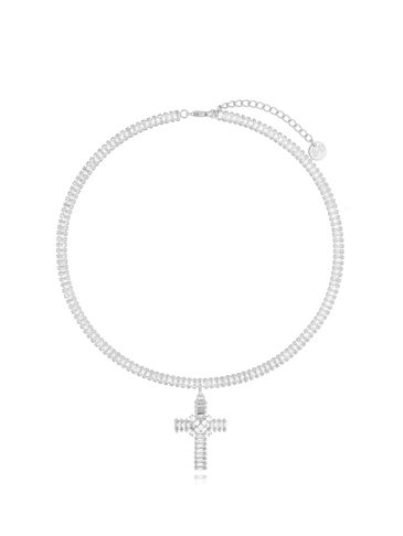 Naszyjnik srebrny z krzyżykiem i kryształkami Peace NRG0500