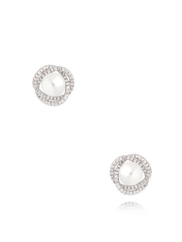 Kolczyki srebrne z perłą i cyrkoniami Perle Délicate KPE0095