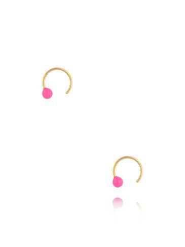 Kolczyki złote okrągłe z fuksjową emalią Round Enamel KSA1517