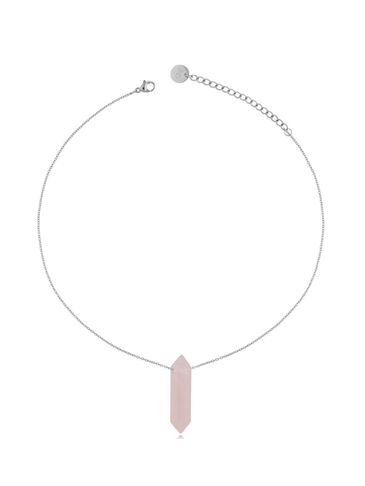 Naszyjnik srebrny z kwarcem różowym Mader 40 cm NLB0314