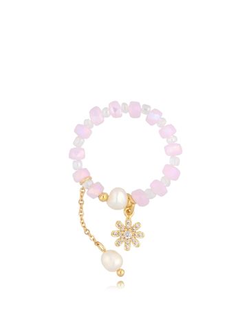 Pierścionek z perłami i kwiatuszkiem Pink Flower PTW0402