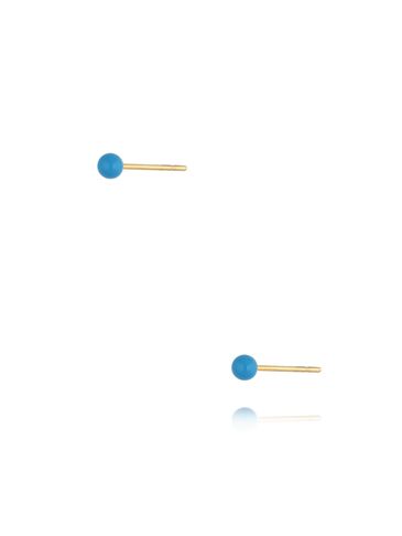 Kolczyki złote kulki z niebieską emalią 3 mm Enamel Balls KSA1437