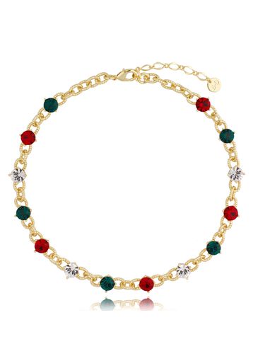 Naszyjnik złoty z kolorowymi kryształami Gillian BTO0027