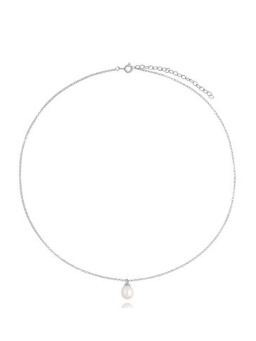 Naszyjnik srebrny z jasną perłą Lake NSE0136