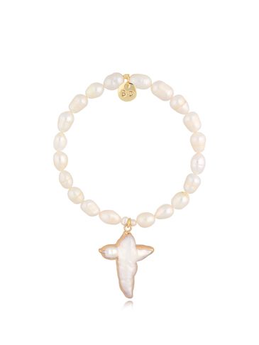 Bransoletka z perłami i krzyżem złota Roma BPE0076