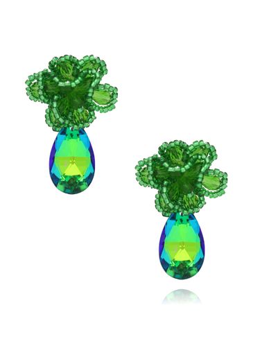 Kolczyki z zielonymi kryształami Crystal Wonders KFF0294