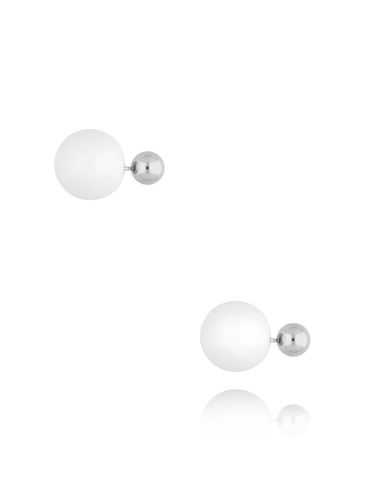 Kolczyki srebrne kulki z białą emalią Balls KSA1495