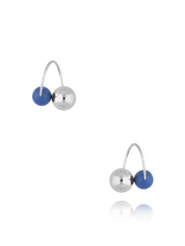 Kolczyki srebrne z kulkami i niebieską emalią Enamel Balls KSA1611
