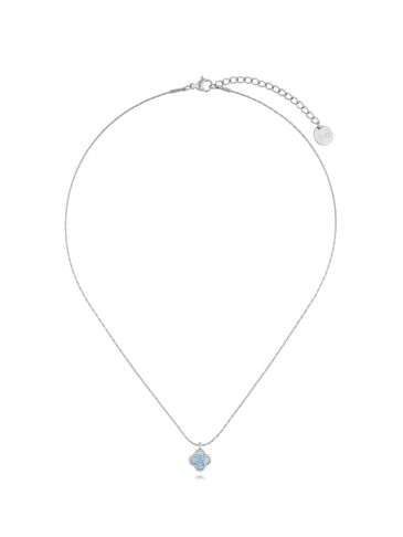 Naszyjnik z niebieską koniczynką srebrny Clover NSY0276