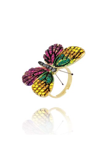 Pierścionek z kolorowym motylem Papillon PPI0013