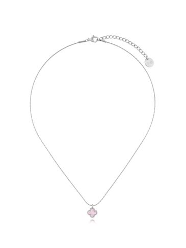 Naszyjnik z różową koniczynką srebrny Clover NSY0274