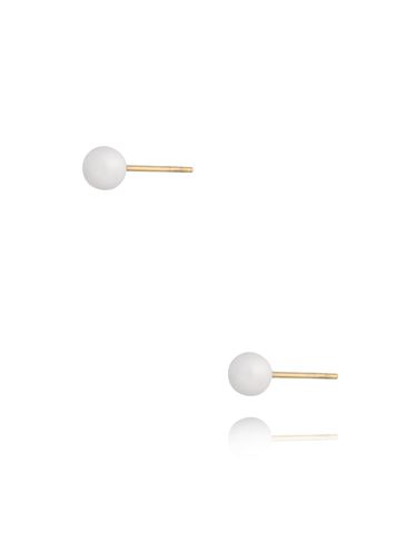 Kolczyki złote kulki z białą emalią 5 mm Enamel Balls KSA0781