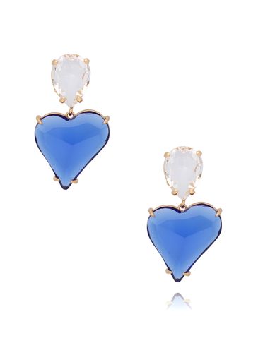 Kolczyki z niebieskimi sercami Luxury Shine KFF0301
