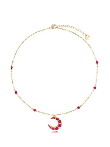 Naszyjnik  z różowymi kryształkami i księżycem Party NRG0419