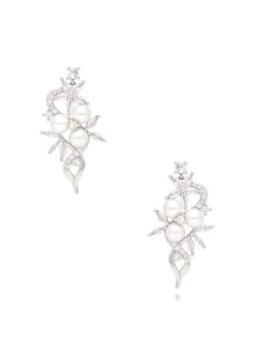 Kolczyki srebrne z kryształkami i perełkami Véronique KSS1698