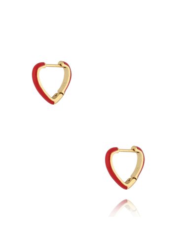 Kolczyki złote serca z czerwoną emalią Enamel Hearts KSA1748