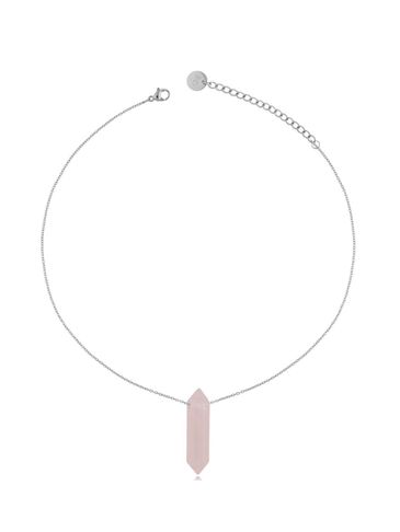 Naszyjnik srebrny z kwarcem różowym Mader 36 cm NLB0313