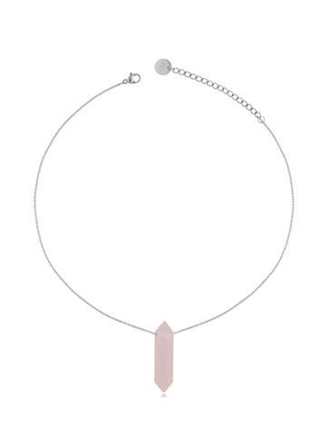 Naszyjnik srebrny z kwarcem różowym Mader 42 cm NLB0310