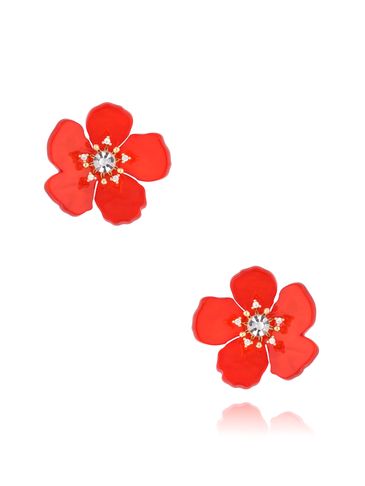 Kolczyki czerwone kwiatki Seneghe KZA0306