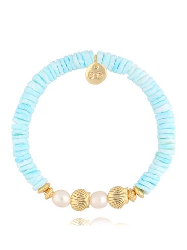 Bransoletka z niebieskimi muszlami i perłami Pearl and Shell BSH0136