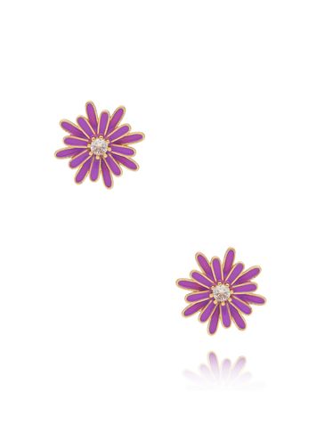 Kolczyki kwiatuszki z fioletową emalią KSY0129