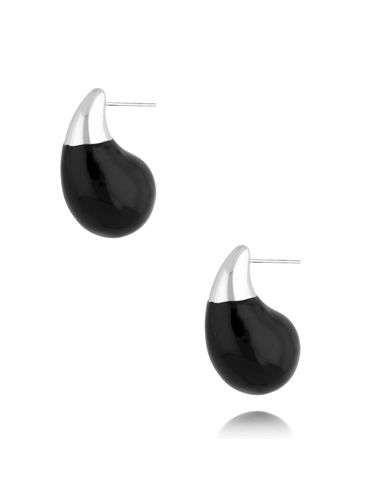 Kolczyki srebrne łezki duże z czarną emalią Enamel Kylie KSA1683