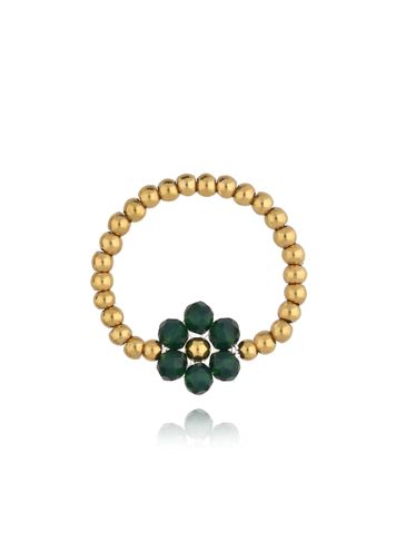 Pierścionek z zielonymi kryształkami Bouquet PSC0405