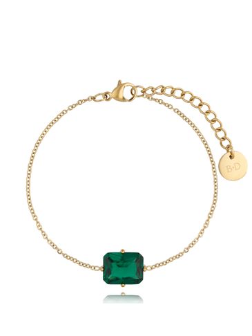Bransoletka złota z zielonym kryształem Merlin BSA0394