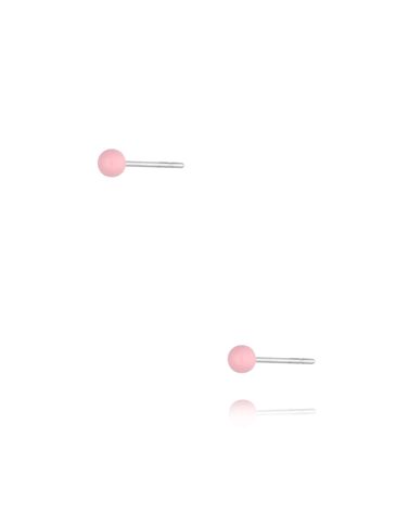 Kolczyki kulki z różową emalią 3 mm Enamel Balls KSA1694