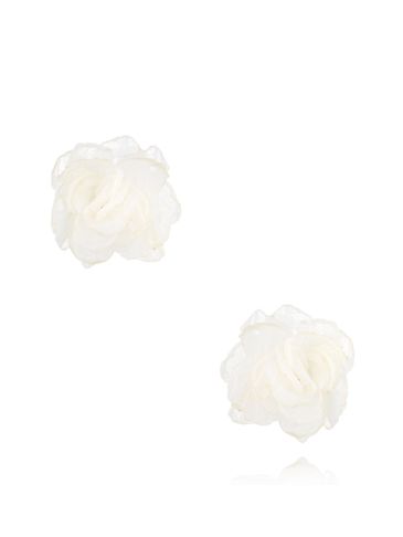 Kolczyki z szyfonu białe różyczki Rose KBL1597