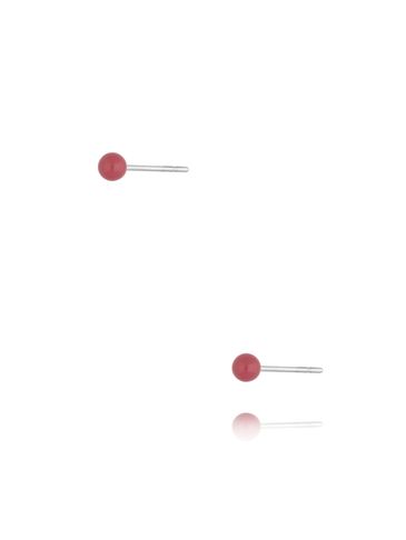 Kolczyki kulki z różową emalią 3 mm Enamel Balls KSA1571