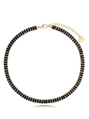 Naszyjnik złoty z czarnymi kryształkami Mariah 37 cm NS0275