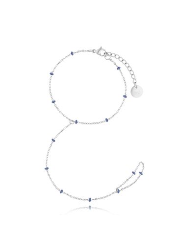 Bransoletka z pierścionkiem i niebieską emalią Simple Chain BSA0608
