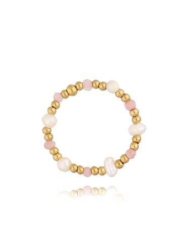 Pierścionek z perełkami i kwarcem różowym Aguililla PSC0441
