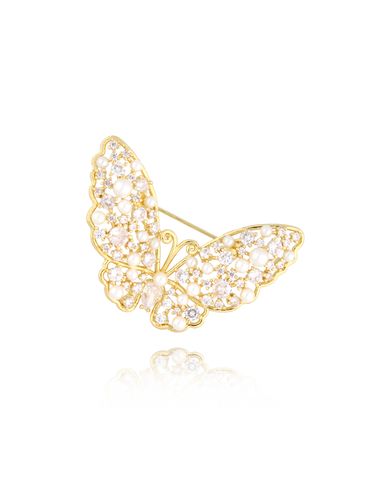 Broszka złota z motylem z perełkami Pearl Butterfly BRSS0089