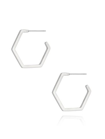 Kolczyki sześciokąty srebrne duże Hexagon KSA1022