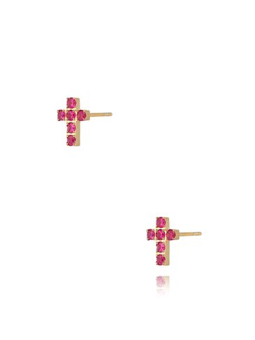 Kolczyki złote krzyżyki z cyrkoniami Cristal Cross KSA0943