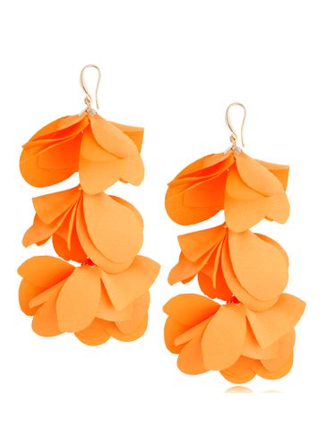 Kolczyki kwiaty satynowe pomarańczowe Madeira KBL1092